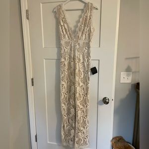 Lulu’s Enamored With You White Lace Wide Leg Jumpsuit